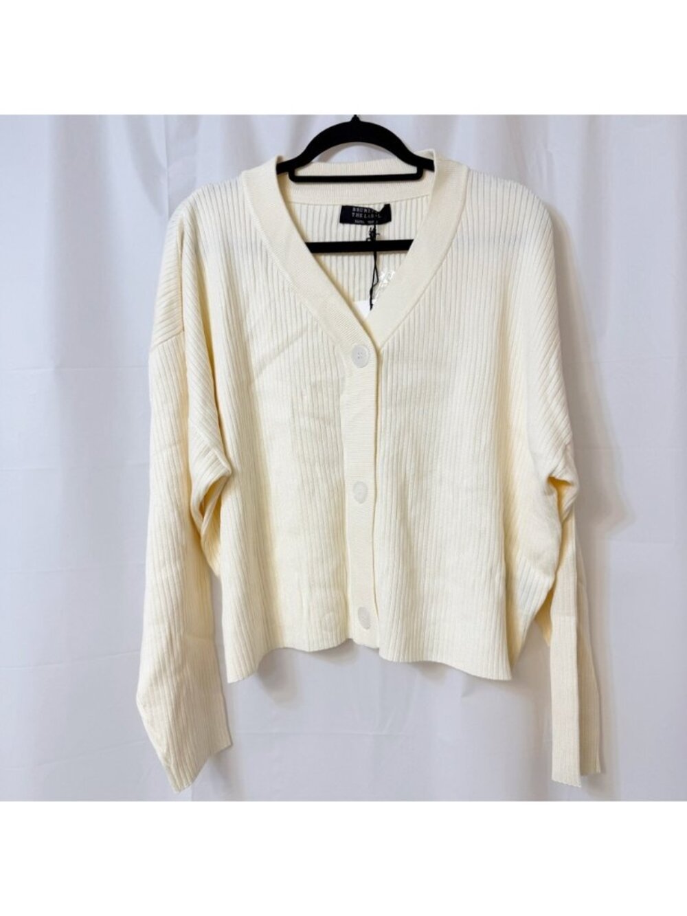 Brunette The Label Best Friend Ribbed Cardigan Cream XL/XXL NWT